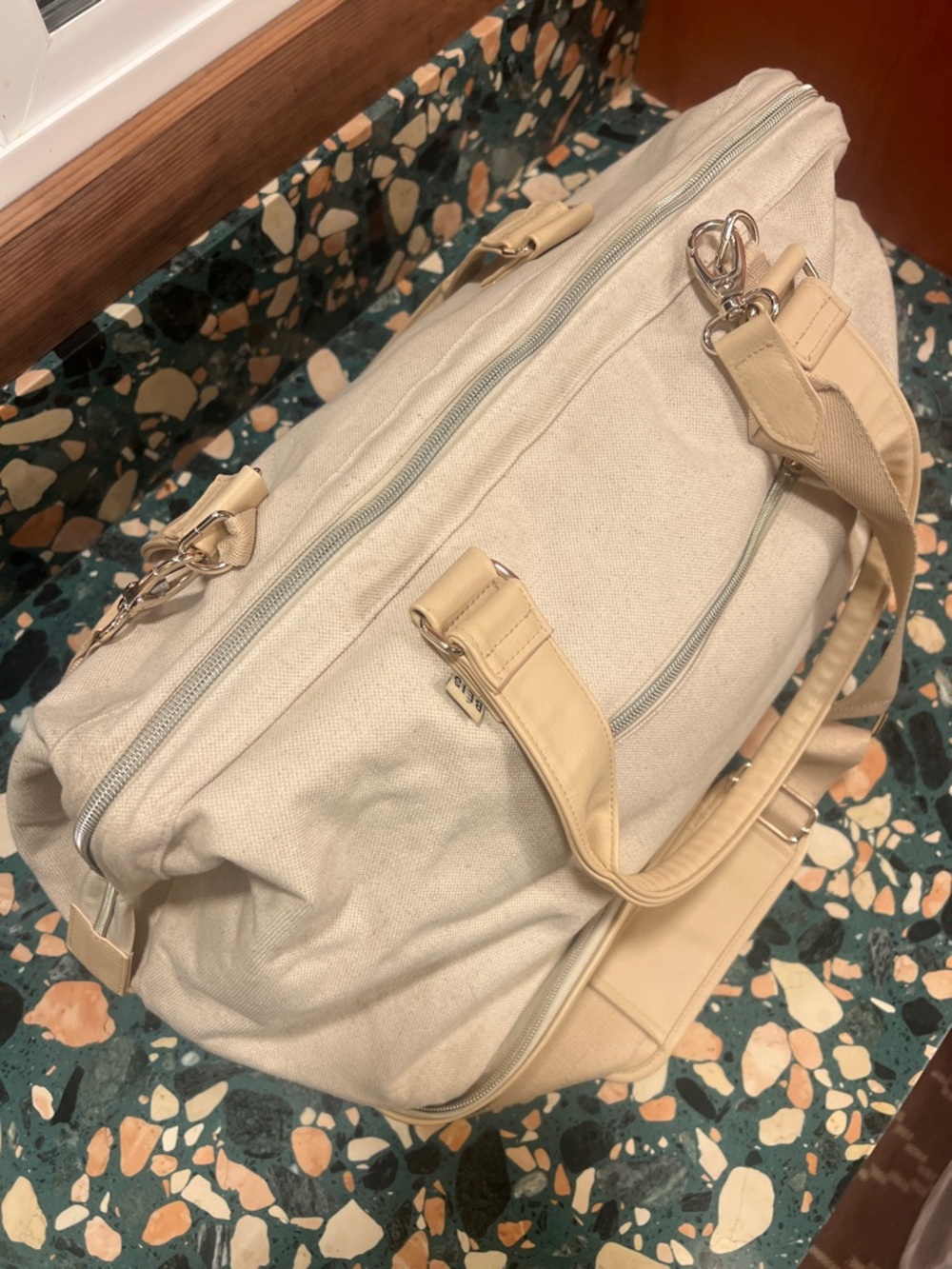 BEIS Beige and Cream Travel Duffel Bag - Picture 2 of 11
